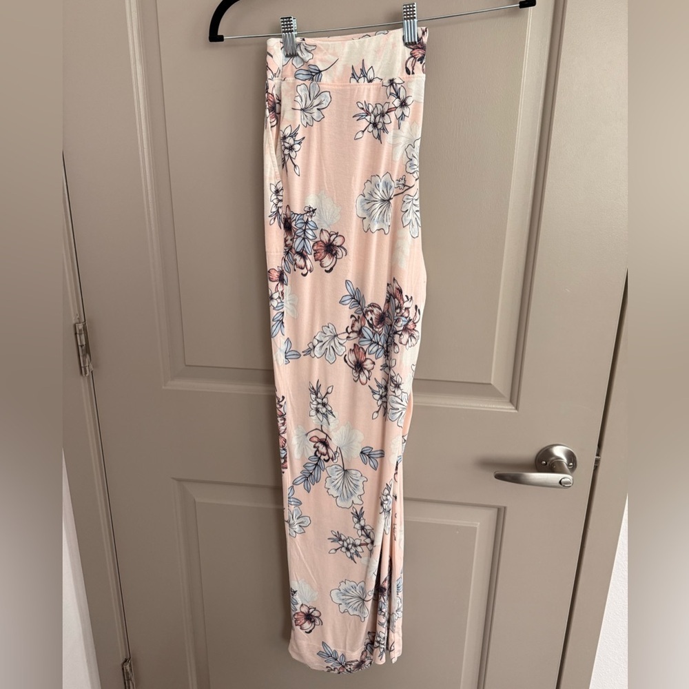 Soma “Notched Collar” short sleeve/pants peach floral print sz Large - Picture 7 of 10